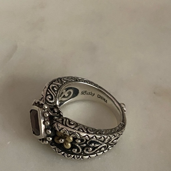 925 SS and 18K gold flower and 1.60CT garnet ring - Picture 14 of 16